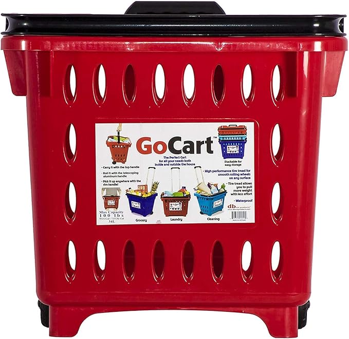 dbest Products Gocart Red (5 Pack) Grocery Cart Shopping Laundry Basket on Wheels