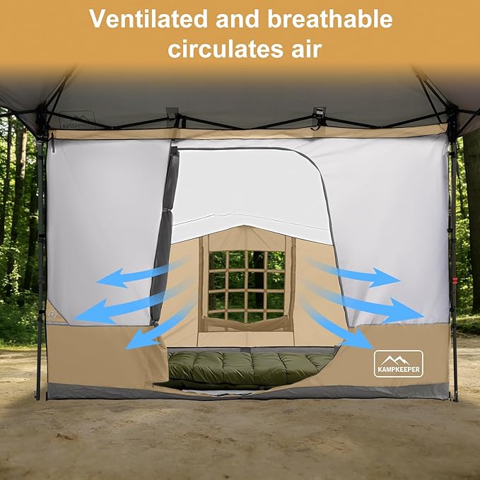KAMPKEEPER Canopy Side Tent Camping Canopy Tent for 10x10 Pop Up Canopies Cube Tents Gazebo Room Compatible with 10' Wide Canopies(Canopy Not Included)