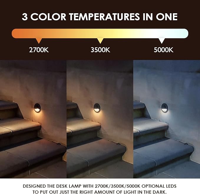 LED Low Voltage Deck Lights Outdoor Waterproof6-Pack 3CCT Deck Lighting Fixtures Landscape Step3W12V-24V AC/DC Die-cast Aluminum Housing Fence Lamp Wired 2700K/3500K/5000K (Brown)
