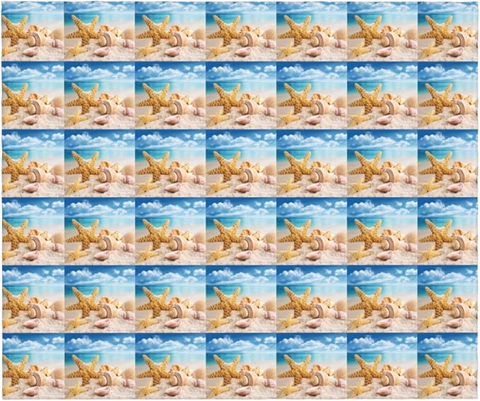 Starfish Seashell Ocean Beach Print Anti-Pilling Flannel Throw Blanket Lightweight Travel Home Decor Blanket Gifts