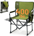 Timber Ridge Aluminum Camping Directors Chair with Side Table Pocket Portable Folding Chair Heavy Duty Lawn Chair for Fishing Trip Picnic Concert Outdoor 400lbs Green