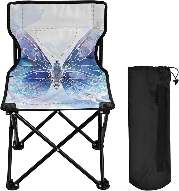 Broken Butterfly Portable Camping Chairs Folding Chair - Durable Oxford Fabric Lightweight Iron Frame Easy Fold Design - Ideal for Outdoor Activities Camping Fishing and Travel