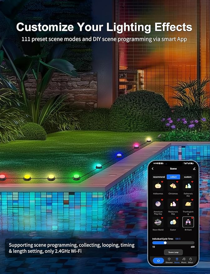 APPECK Smart Ground Lights Wired 32 Pack 100FT RGBW Color Changing Pathway Lights 2200K Warm White Landscape Lighting for Garden Yard Lawn Path Holiday Party Decor with App/Google Assistant