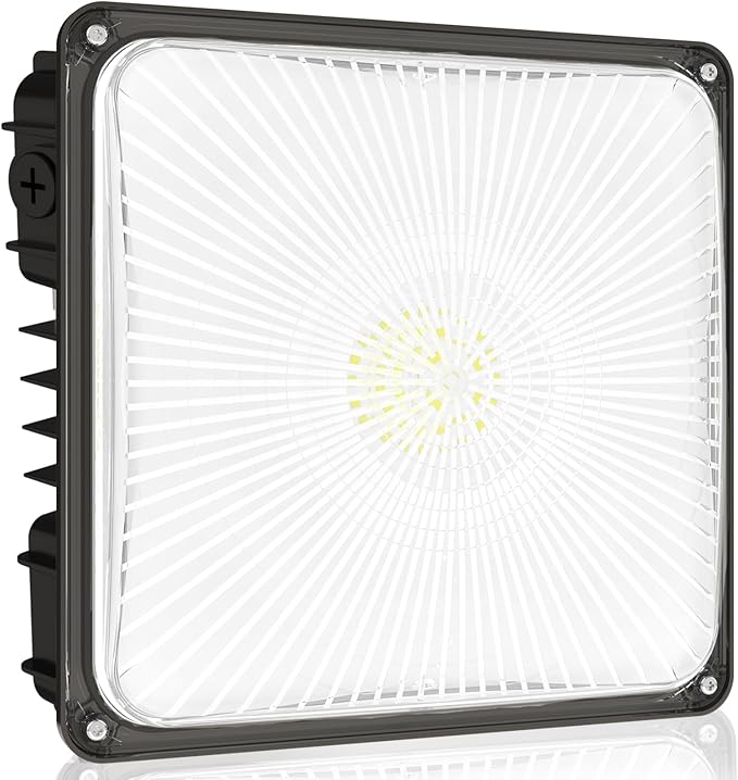 HYPERLITE 100W Canopy LED Lights: 14000LM 1-Pack IP65 Commercial Gas Station Lighting - Square Aluminum Industrial Heat Dissipation for Parking Garage Carport