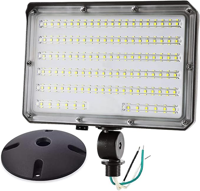 80W Outdoor LED Flood Light Dusk to Dawn 5000K 10400LM AC100-277V 800W HID EquivalentETL Listed IP65 Waterproof Knuckle Mount Floodlight with Plate for Yard Garage