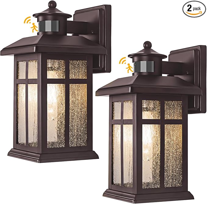 2 Packs Motion Sensor Outdoor Lights- Outdoor Porch Lights Light Fixtures Motion Sensor Bronze Porch Lights Outdoor Bronze Exterior Lights for House Garage Door