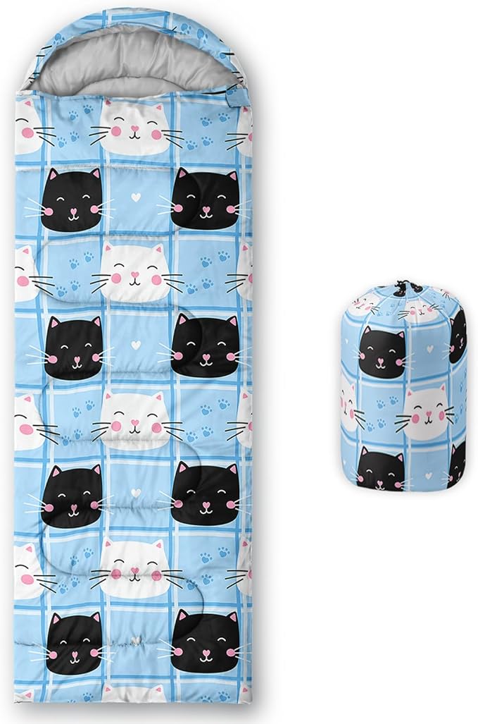 Space Astronaut Sleeping Bag for Boys KidsCute Space Rockets Lightweight Portable Compact with Compression SackMoon and Stars Clouds Camping Bag for Backpacking Travelling Outdoor Hiking