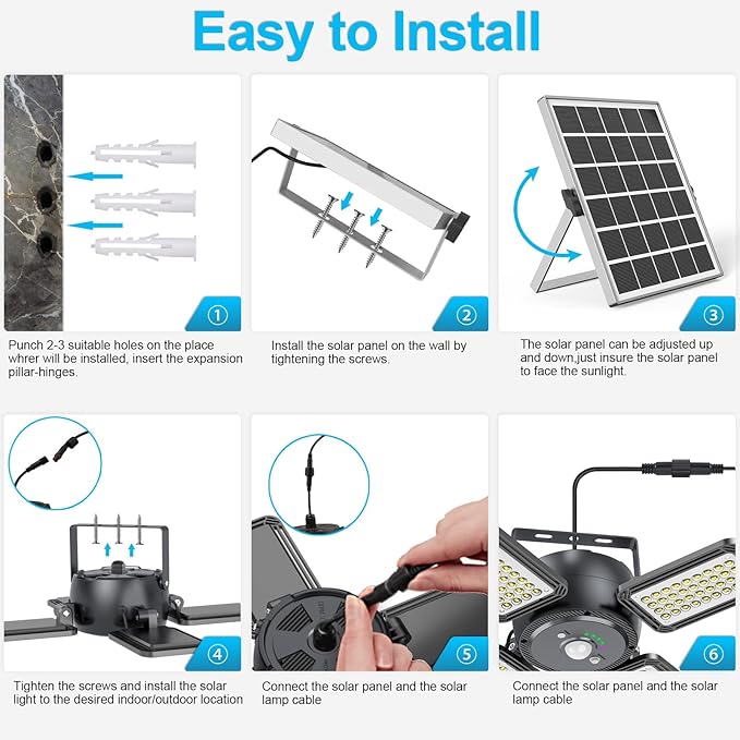 Solar Pendant Light Outdoor Indoor Solar Powered Motion Sensor Shed Light144LED 1200LM Daytime Work with 5 Lighting Modes Remote Control 4 Heads IP65 Waterproof for Garage Gazebo Barn