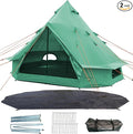 DANCHEL OUTDOOR B1 Portable Yurt with Footprint Waterproof 4-6 Persom Family Camping Bell Tent 300D Oxford Nylon UPF50+ Sun Protection Green 13ft/4m