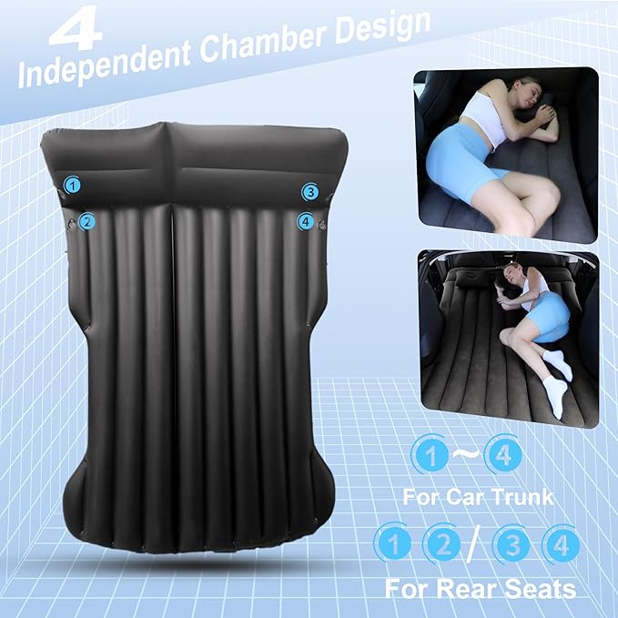 Car Air Mattress Inflatable Bed Compatible with Tesla Model Y Mattress for SUV Truck RV Van Backseat Trunk 6.4 ft Portable &amp Foldable Car AirBed Sleeping Pad for Tent Travel Camping Essentials B
