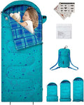 KingCamp 45°F Kids Sleeping Bag Lightweight Waterproof &amp Compact Flannel Sleeping Bags Cold Weather &amp Warm Youth Essentials Gear Accessories for Camping Fits 10-12 Children up to 4'7-5'5 T