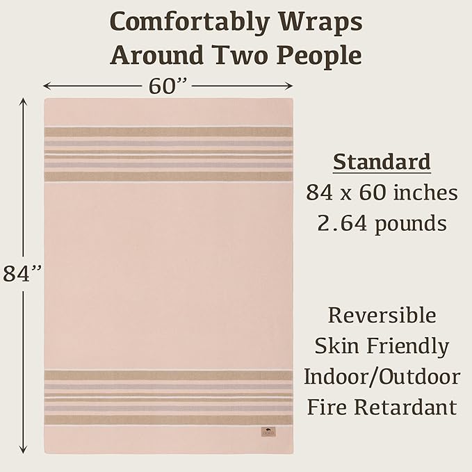 Chubbuck 100% Wool Blanket Camping (60 x 84) - Large Warm Blanket for Camping Emergency Outdoor Concerts and Home Use - Fire Retardant Soft and Warm Blankets for Winter (Badlands)