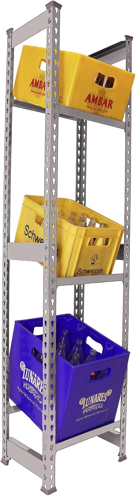 Simon Rack Drinks Crate Rack for 3 Crates 1800 x 400 x 300 mm Grey Freestanding Metal Shelf for Water Crates Beer Crates or Drinks Crates for Kitchen Garage or Cellar