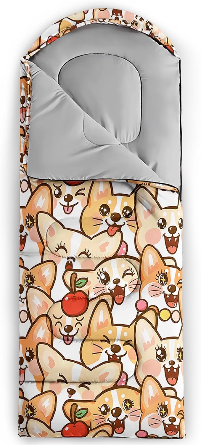 AILONEN Cartoon Camping Sleeping Bag for Boys Girls AdultsLightweight &amp Waterproof3 Season Warm &amp Cold WeatherPortablePrinted Sleeping BagTravelingCampingHiking
