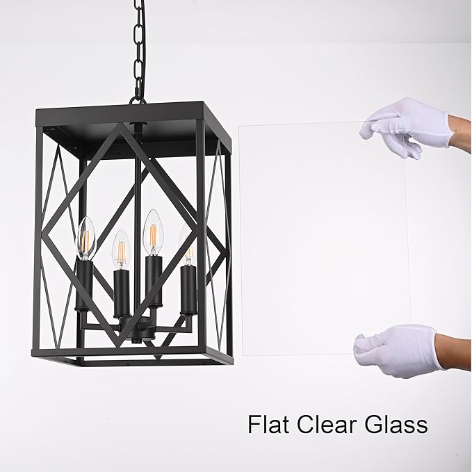 11 Outdoor Pendant Light Exterior Hanging Lantern Farmhouse Oil Rubbed Brozne Outside Chandelier Light Fixture Ceiling Mount Hanging Porch Light with Clear Glass for Front Porch Entrance