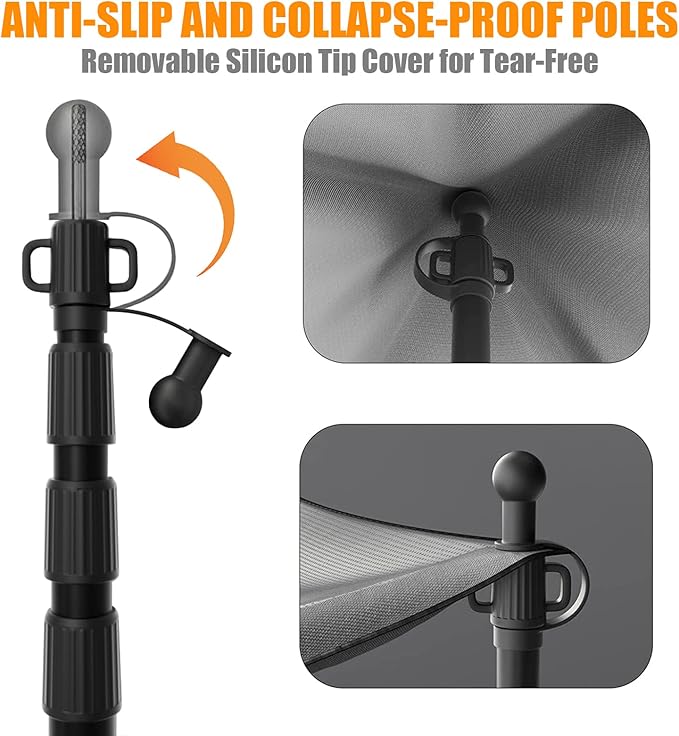 WILDROAD Tarp Poles Tent Poles Canopy Poles 8.37 ft Telescoping Aluminum Poles with Non-Slip Aluminum Cone Bottom Portable and Lightweight Camping Gear for Camping and Awnings Set of 4