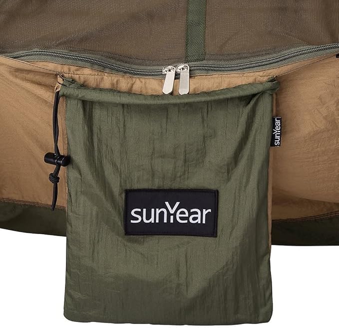 Sunyear Camping Hammock Portable Single &amp Double Hammock with Net 2 Person Hammock Tent with 2 * 10ft Straps Best for Outdoor Hiking Survival Travel