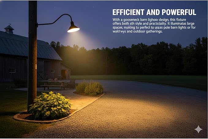 AGB101-AA9-Black Barn Lights Outdoor Fixture with Gooseneck Lamp - Classic Gooseneck Light Dome | Wall Mount RLM Design for Patios Gardens Entryways Garages and Exterior Home Lighting