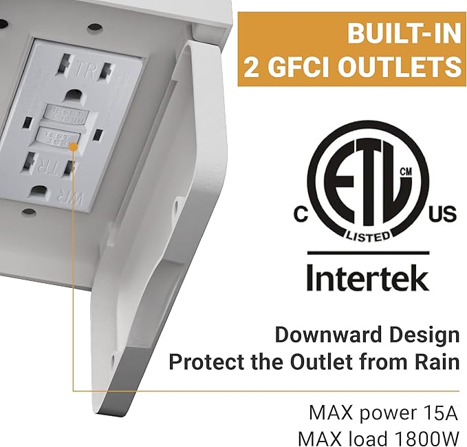 Porch Light Outdoor with GFCI Outlet - 3 Lighting Modes Exterior Light Fixture Dusk to Dawn Motion Sensor Wall Mount Outside Lights for HouseGarageFront Door Patio
