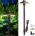 COLOER Solid Cast Brass Pathway Lights 12V Low Voltage Landscape Lighting LED Path Lights with G4 Bulb for Outdoor Walkway Garden 23 Tall 7.5 Shade (4) (1 P01 Bronze)