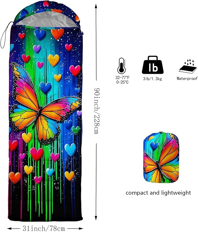 AILONEN Cartoon Camping Sleeping Bag for Boys Girls AdultsLightweight &amp Waterproof3 Season Warm &amp Cold WeatherPortablePrinted Sleeping BagTravelingCampingHiking