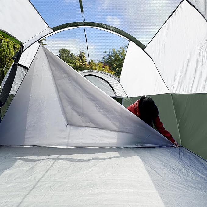 CAMPROS CP Tent 8 Person Camping Tents Weather Resistant Family Tent 5 Large Mesh Windows Double Layer Divided Curtain for Separated Room Portable with Carry Bag