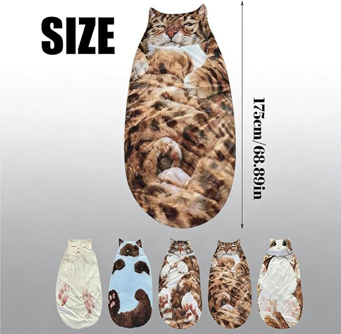 Cats Envelope Sleeping Bag Fluffy Cat Sleeping Bag for Adults Adorable Washable Envelopes Bedding for Camping Lounging