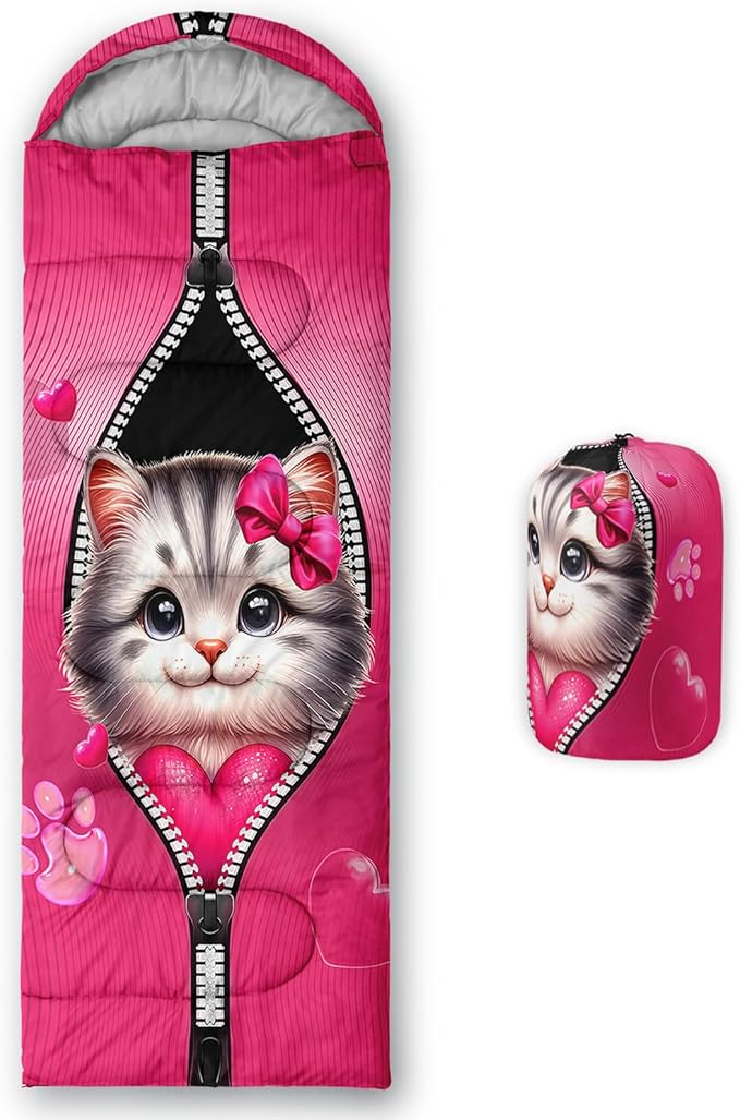 AILONEN Kawaii Panda Sleeping BagsLightweight &amp Waterproof3 Season Warm &amp Cool WeatherDreamy Purple Flower Animal Themed Sleeping Bags for BoysGirlsKidsAdults TravellingOutdoors