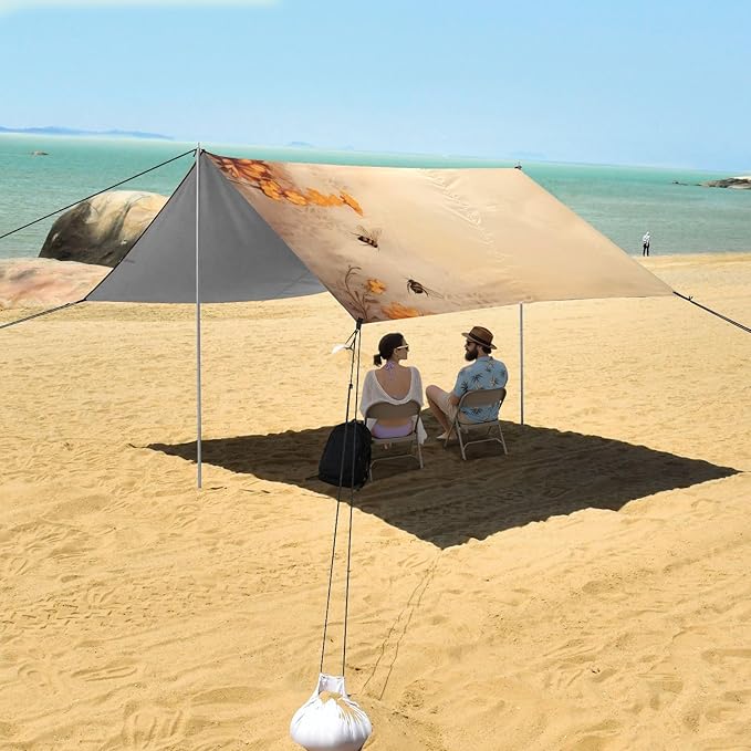Vintage Sunflower Bee FlowersCamping Sun Shelters 9.2 x 10.5 FT Beach Canopy Tent Sun Shade with Carrying Bag for Camping Trips Fishing Backyard Fun or Picnics 21341511