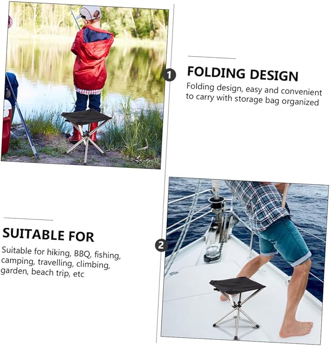 POPETPOP Compact Camping Chair Lightweight Telescopic Folding Stool Outdoor Lounger Canopy Portable Fishing Folding Stool