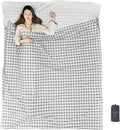 100% Cotton Sleeping Bag Liner with Full Length Zipper on 3 Sides Single/Double Adult Sleep Sack for Travel &amp Camping Multifunctional Travel Sheets (Unzipped 87”x87”) for Hotel Lightweight