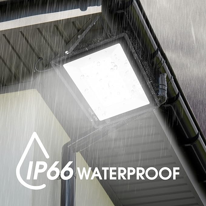 3 Pack 100W Led Flood Lights OutdoorSuper Bright 11600LM Security Lights with PlugExterior IP66 Waterproof 5000K Daylight White FloodLight for Basketball Court Yard Garden Playground