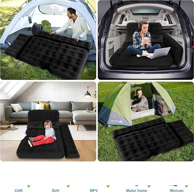 SUV Inflatable Bed Car Inflatable Mattress Portable Camping Mattress Double Inflatable Bed with Air Pump Flocked PVC Lathe