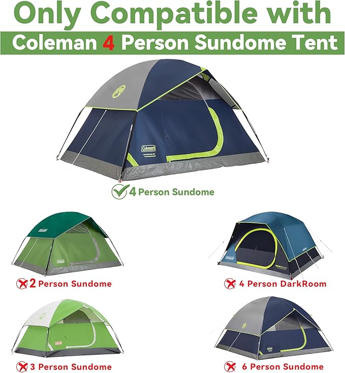 3 PCS Tent Poles Replacement for Coleman 4 Person Sundome Camping Tent Camping Tent Accessories for Coleman Sundome Tent Pre-Assembled Replacement Poles