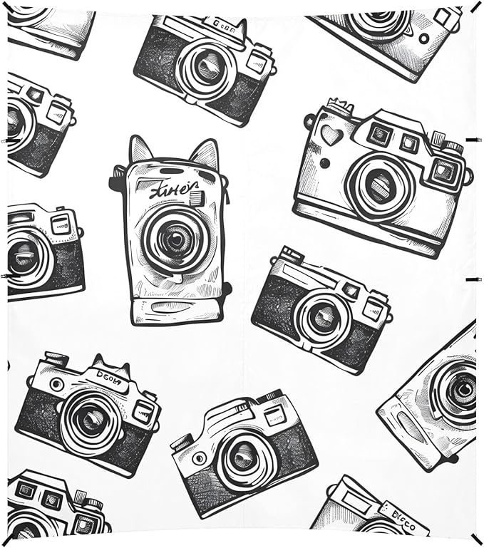 Doodle Disposable Camera Camping Sun Shelter Beach Tent Portable Beach Sun Shade Outdoor Canopy for Camping Trips Fishing Picnic