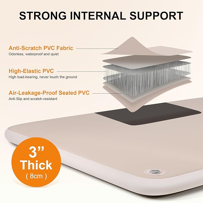 TOBTOS High-Support Full Size Camping Air Mattress 3 Thick No Sagging Inflatable Mattress with Manual Pump Double Sleeping Pad for Camping Home Hiking