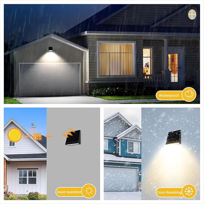 Solar Outdoor Lights 1000LM IP65 Waterproof Solar Flood Lights with 4 Modes 4000K Motion Sensor Solars Wall Light for House Number Porch Frontdoor Backyard