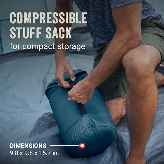 Coleman Kompact 20°F/30°F/40°F Sleeping Bag Cool-Weather Adult Sleeping Bag with Heat Retention Stuff Sack &amp Snag-Free Zipper Great for Camping Sleepovers Guests &amp More