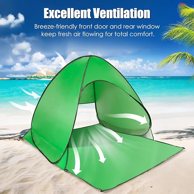 Pop Up Beach Tent Sun Shelter for 2-3 Person Sun Shelter with UPF 50+ &amp Lightweight Portable Beach Tent Easy Pop Up for Outdoor Camping Fishing