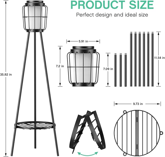 MXwcy 2 Pack Solar Lights Outdoor with Plant Stands - Solar Floor Lamp &amp Street Lights with Metal Tripod - Patio Decor for Garden Yard Pathway Driveway Porch