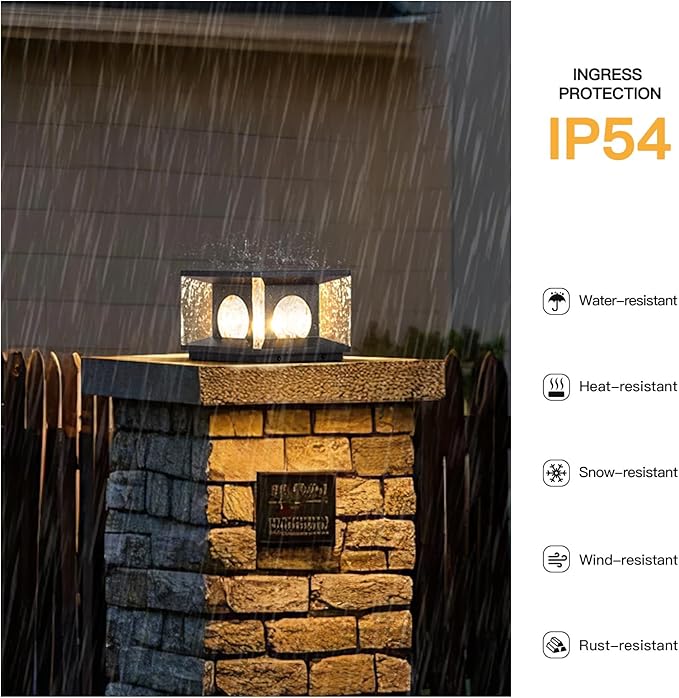 Outdoor Post Lights AC100-240V 7.9 Hard Wired Glass Column Light Waterproof Modern Pillar Lights 3000K LED Fence Deck Lamp Landscape Lighting for Garden Pathway Yard Driveway Entrance Posts