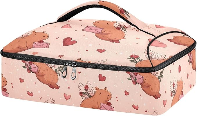 Casserole Carrier Seamless Pattern CapybarasInsulated Casserole Carrier for Hot or Cold Food Thermal Lunch Tote for Potluck Parties Picnic Beach Fits 9 x 13 Inches Baking Dish
