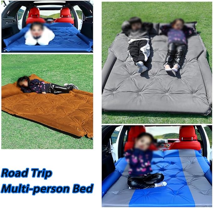 Self-Inflating Car Air Mattress for Nissan Pathfinder 2010-2025 SUV 7-Seater 5cm Thick Portable Foldable Double/Single Bed for Camping TravelSuede Fabric Black