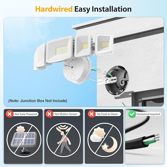 Onforu 150W LED Flood Lights Outdoor 15000LM Brightness Security Light Switch Controlled 6500K Outside Floodlight with 5 Adjustable Heads Waterproof Exterior Light for Yard Garage Patio