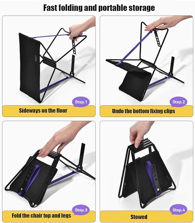 Outdoor Ultralight Chair Portable and Easy to Set Up Camping Chair Fishing Small Bench Suitable for Waiting in Line Walking Backpacking Travel Purple