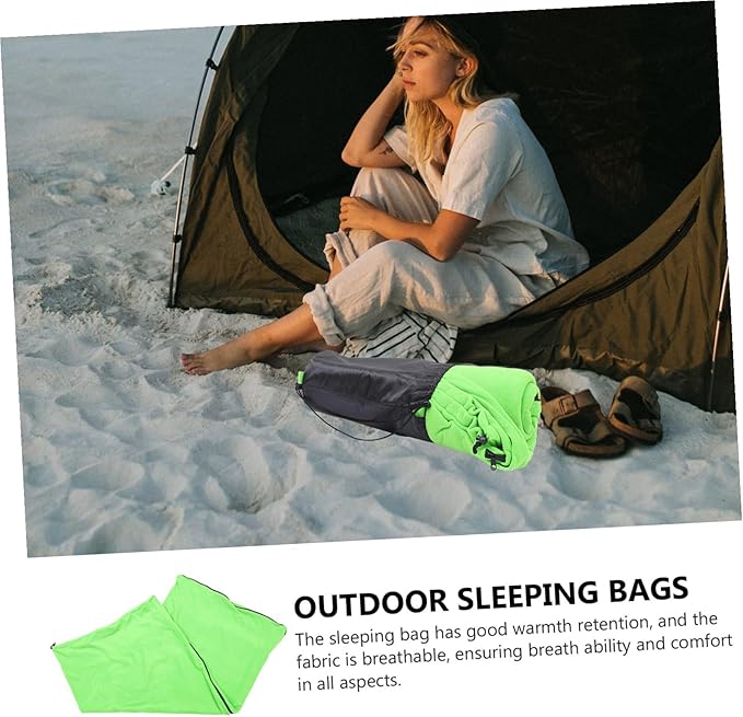 Alipis Lightweight Envelope for Adults Portable Warm Fleece for Backpacking Camping Hiking Outdoor Travel Accessories in Green