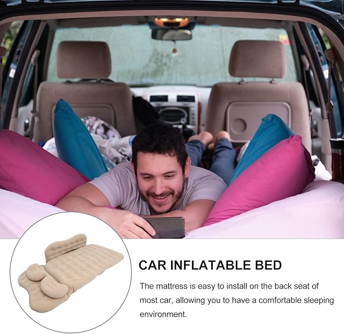 Split Inflatable Bed for Car Air Pump Portable Back Seat Mattress Travel Sleeping Pad for Camping and Road Trips Waterproof Design Easy to Inflate