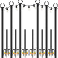 6 Pack String Light PolesMetal Poles for Hanging Outdoor Light Strings6 Pack 10 FT Light Poles Stand for Outside GardenPatioWeddingBackyardDeckParty
