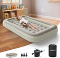 Inflatable Toddler Travel Bed: Portable Blow Up Travel Toddler Bed with Safety Sides - Toddler Air Mattress with Electric Pump ＆ Carry BagIdeal for Sleeping and Outdoor Camping (Beige 60)