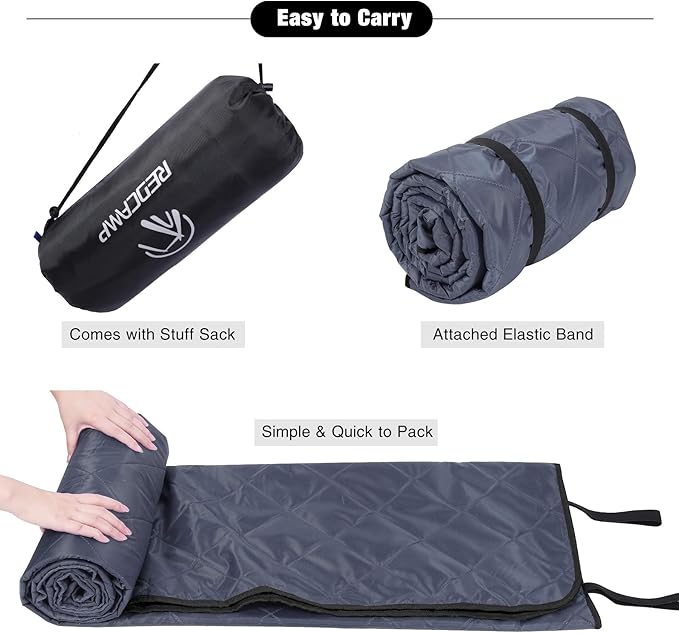 REDCAMP Large Waterproof Stadium Blanket for Outdoor Sports Soft Warm Fleece Camping Blanket Windproof for Cold Weather 79x 59Grey